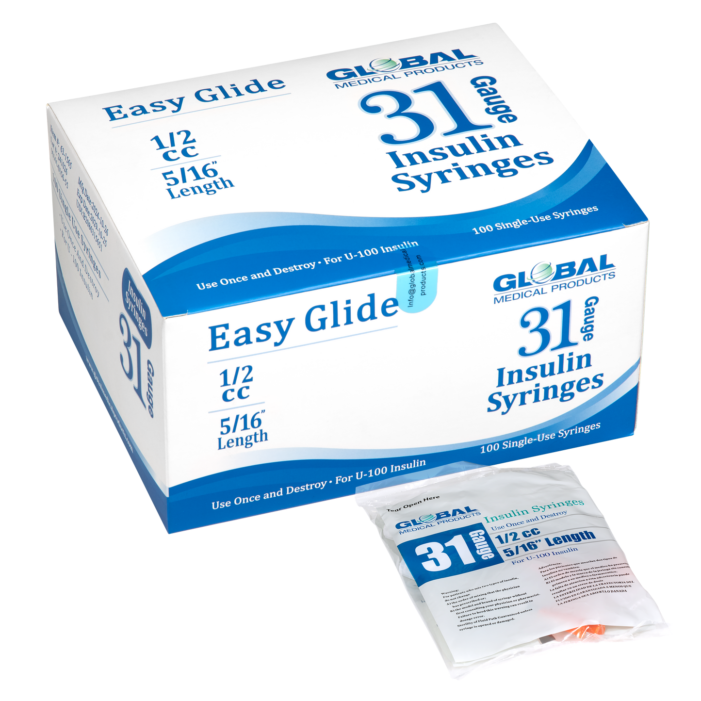 Easy Glide Insulin Syringe 31g 1/2cc x 5/16"