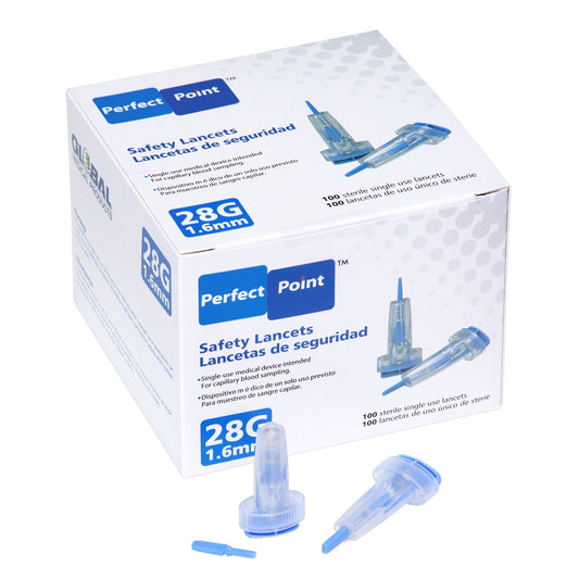 Perfect Point 28 Gauge 1.6mm Safety Lancet - Bx 100