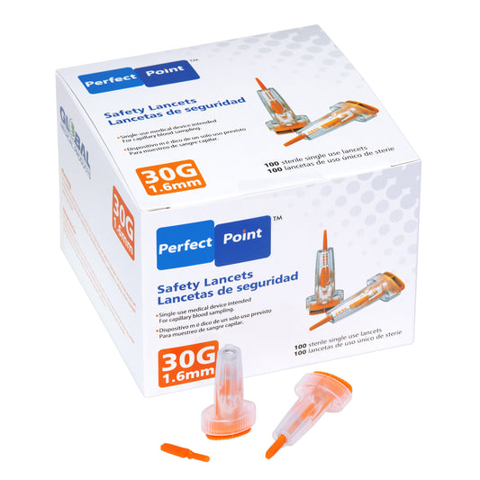 Perfect Point 30 Gauge 1.6mm Safety Lancet - Box 100