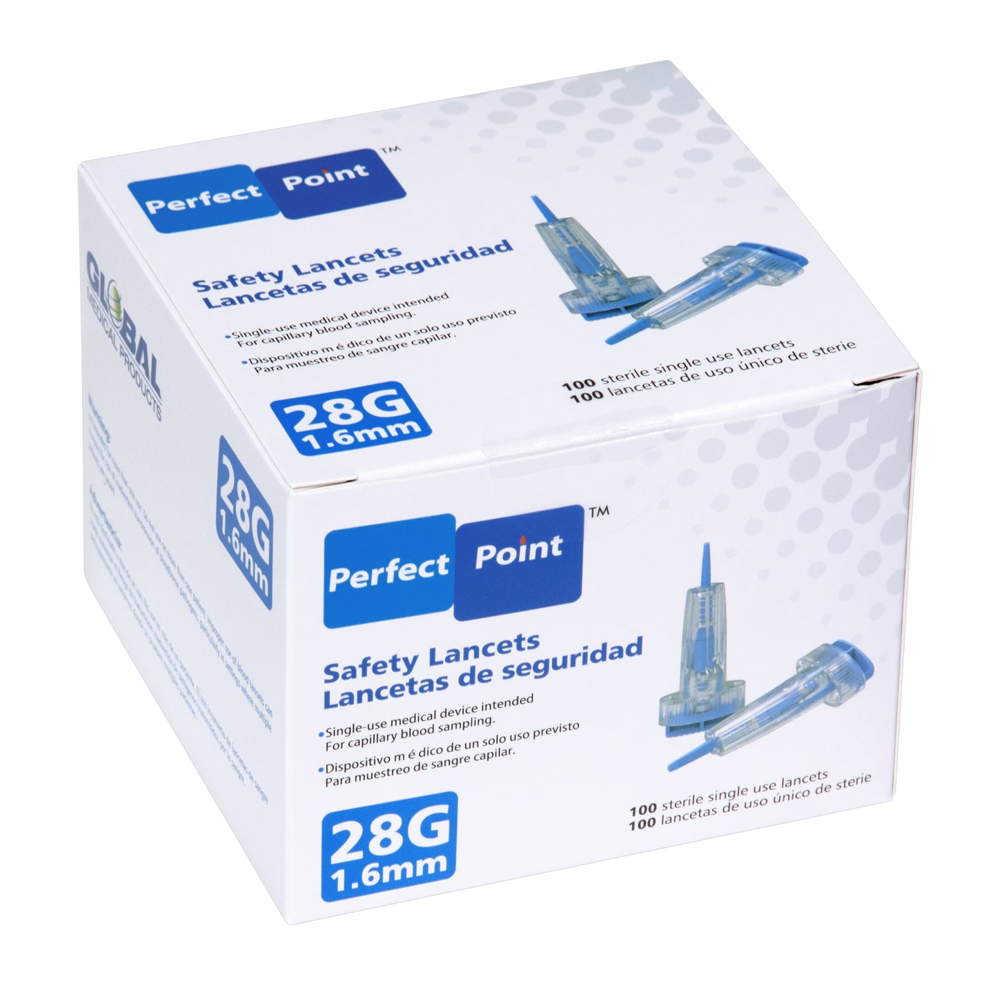 Perfect Point 28 Gauge 1.6mm Safety Lancet - Bx 100