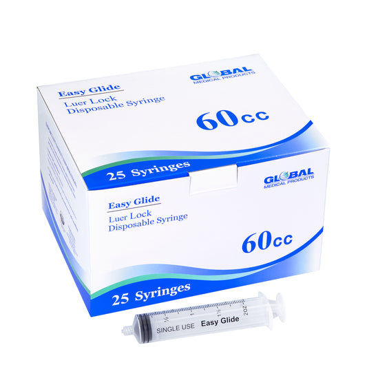 Easy Glide 60cc Luer Lock Syringe (No Needle) - Box 25