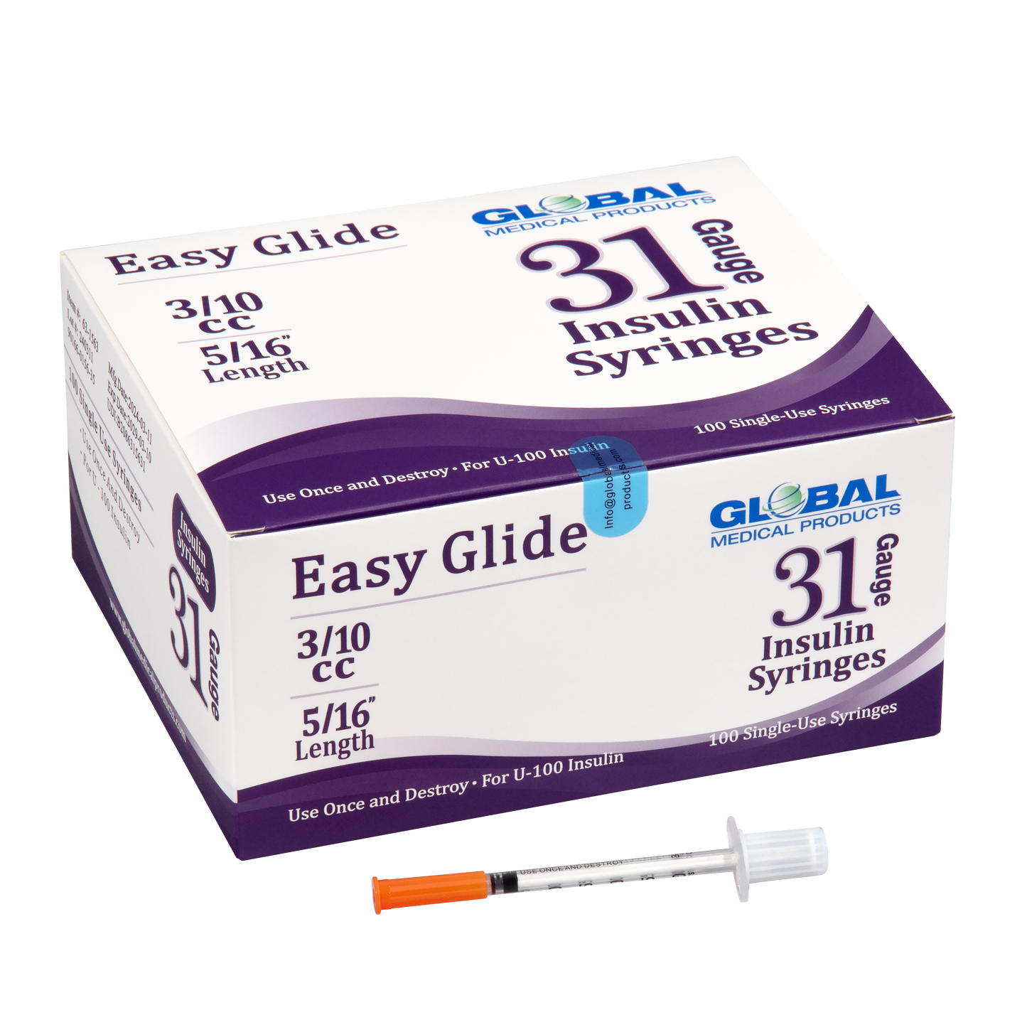 Easy Glide Insulin Syringe 0.3 ML 31GX5/16"
