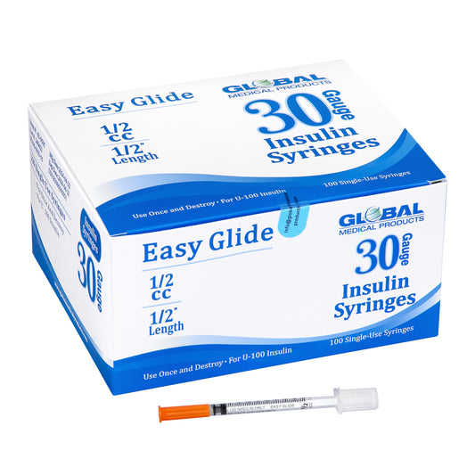 Easy Glide Insulin Syringe 30 G 1/2cc 1/2"