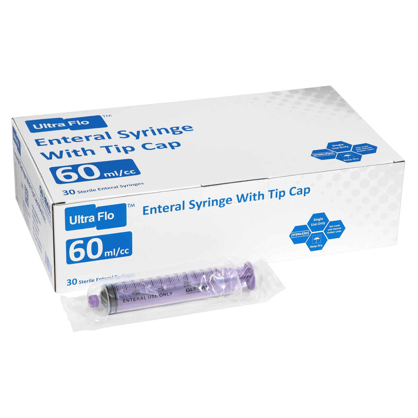 60cc Plastic ENFIT Syringe, Non-Sterile, 1 (Box of 30)