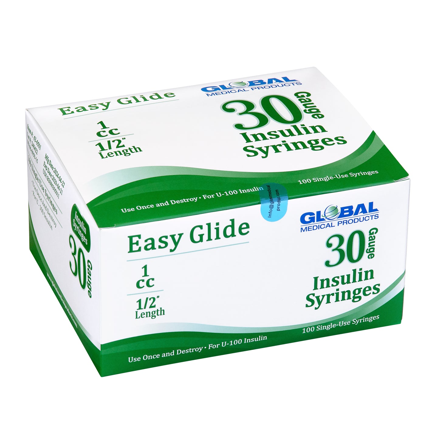 Easy Glide Insulin Syringe 30 Gauge 1cc x 1/2"