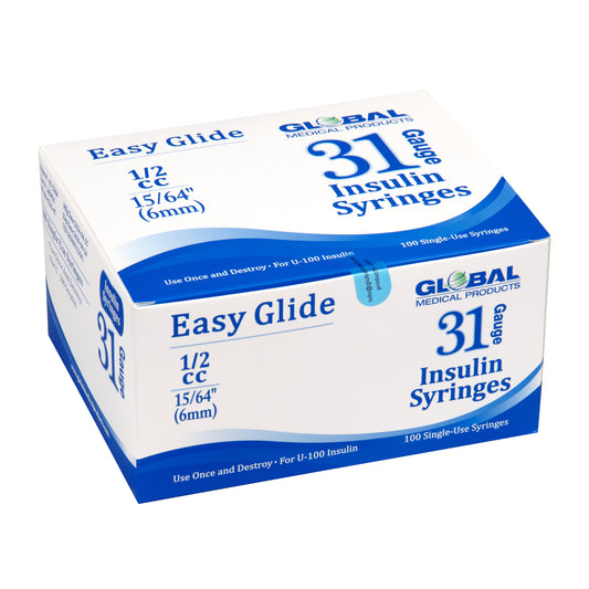Easy Glide Insulin Syringe 0.5 mL 31Gx15/64" - (6mm)