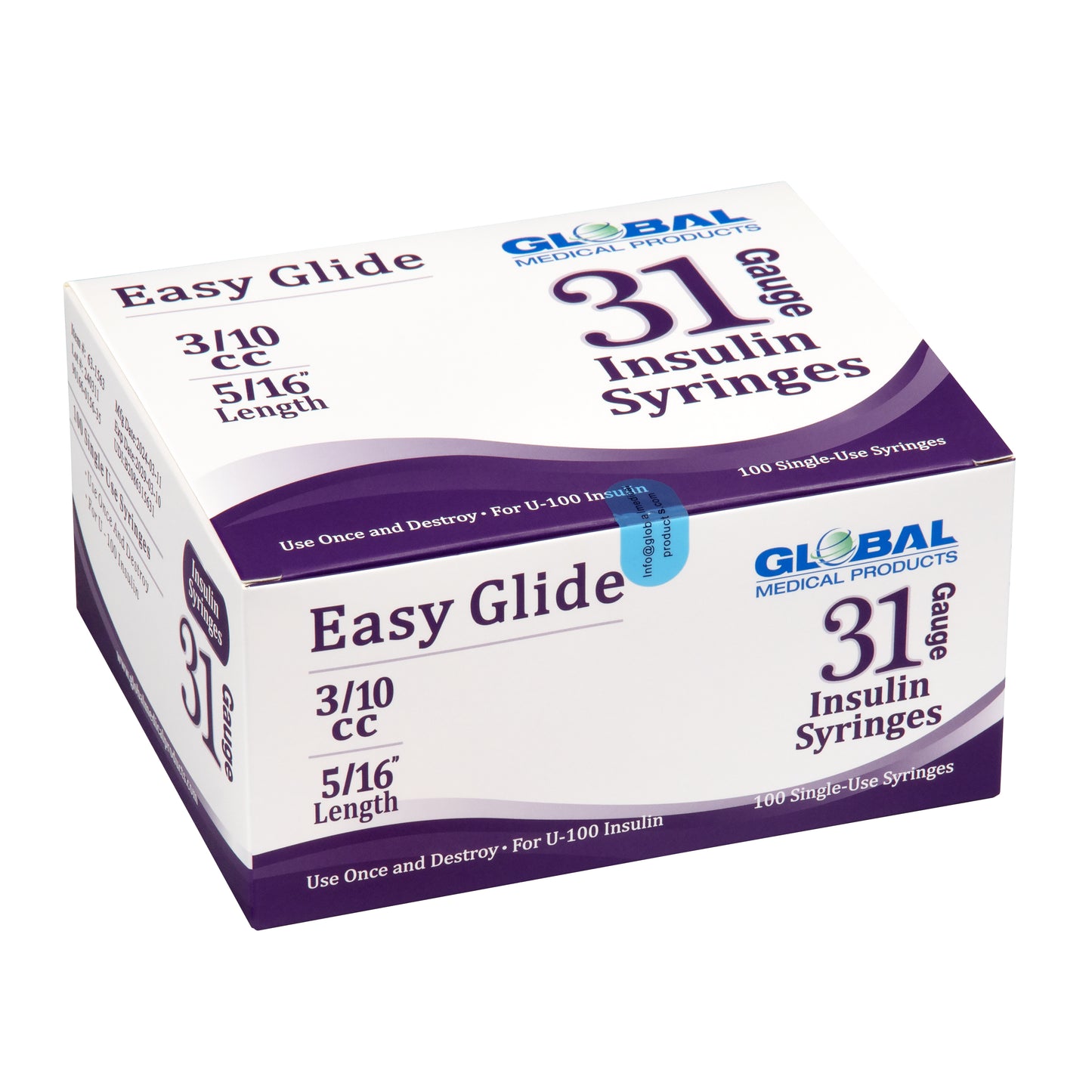 Easy Glide Insulin Syringe 0.3 ML 31GX5/16"