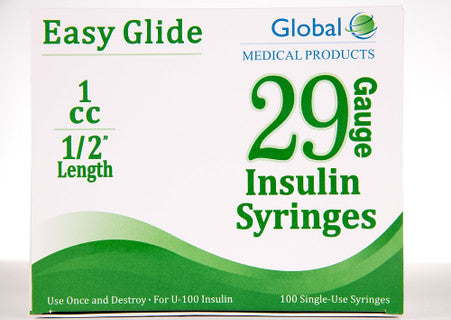 Easy Glide Insulin Syringe 29 Gauge x 1cc x 1/2"