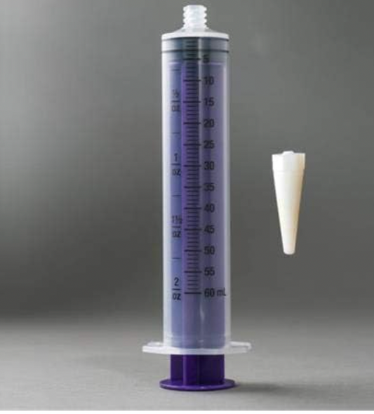 60cc ENFit Syringe - Flattop W/Trans Connection - Enteral / Oral 60Ml Feeding Syringe - Transition Tip included 3 pack, Black Markings