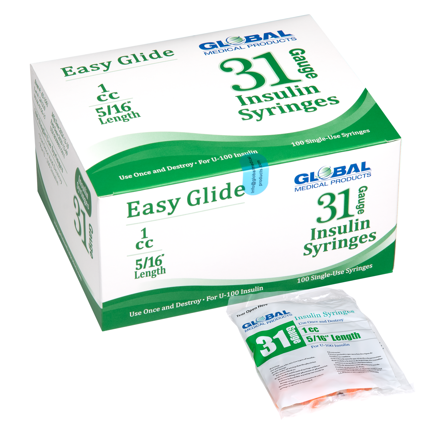 Easy Glide Insulin Syringe 31 Gauge 1cc x 5/16