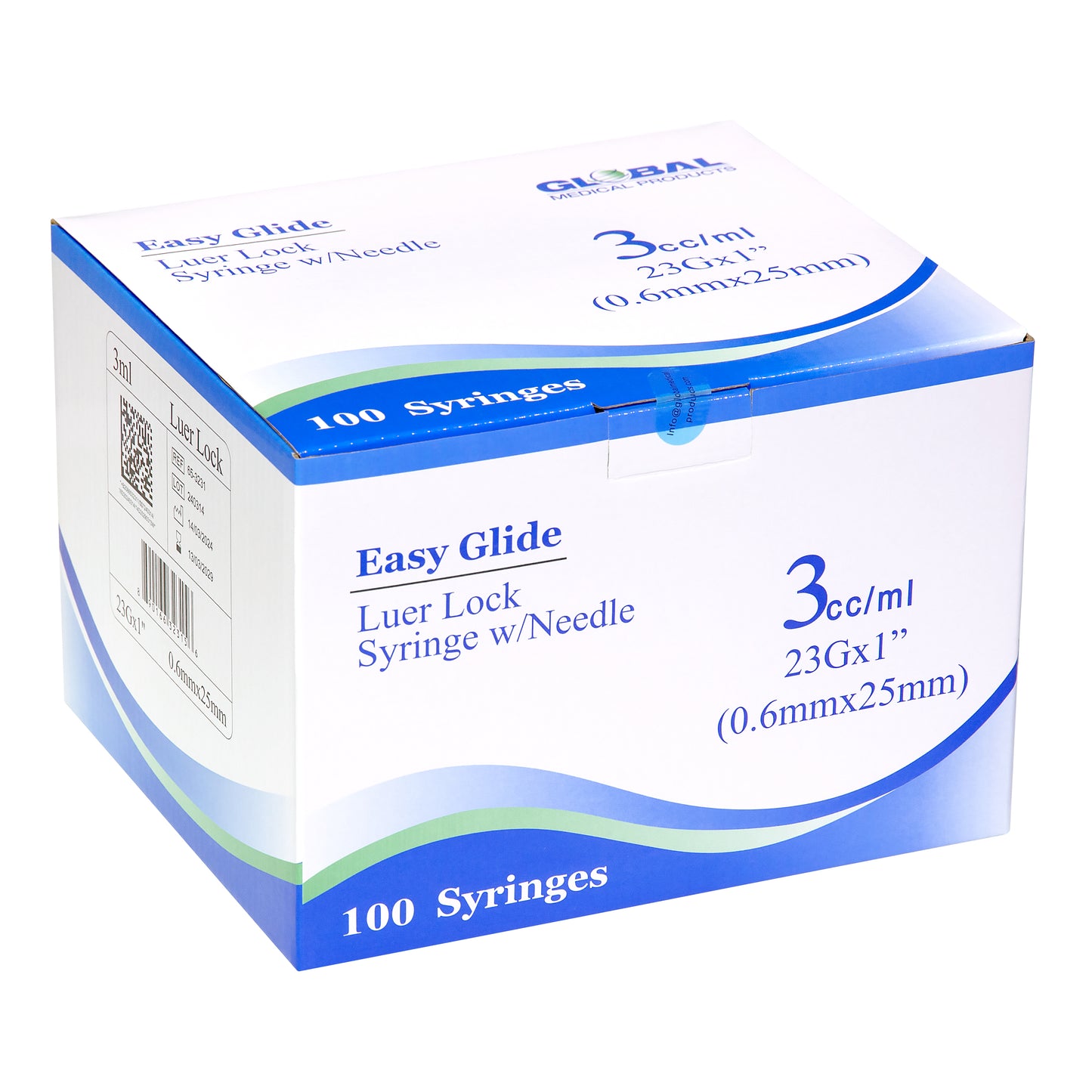 Easy Glide Luer Lock Syringe 3cc Syringe 21GA x 1in