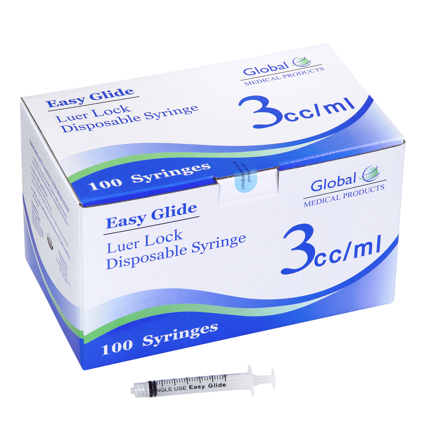Easy Glide 3cc Luer Lock Syringe (No Needle) - Box 100
