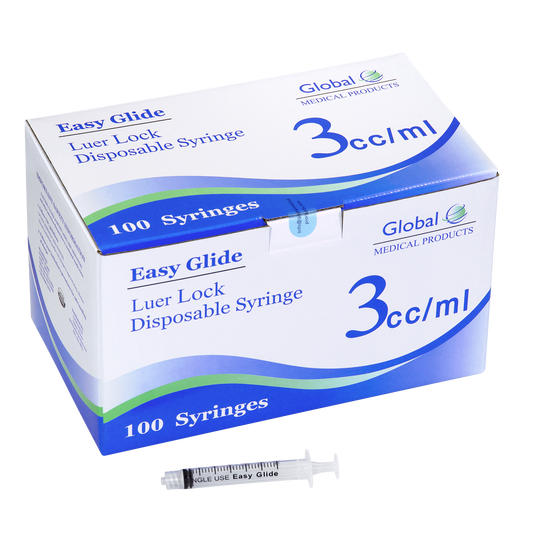 Easy Glide 3cc Luer Lock Syringe (No Needle) - Box 100